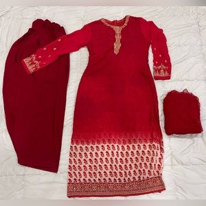 Red Indian Pakistani dress/ desi shalwar kameez